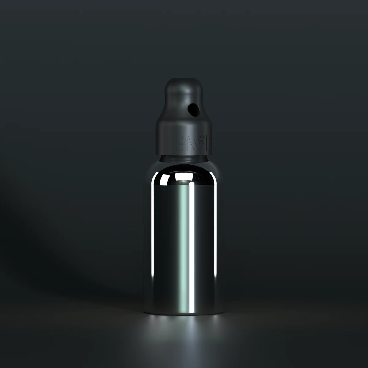 SN*F single sniffer cap, black, DIN 18, on a 30 ml silver Boston bottle