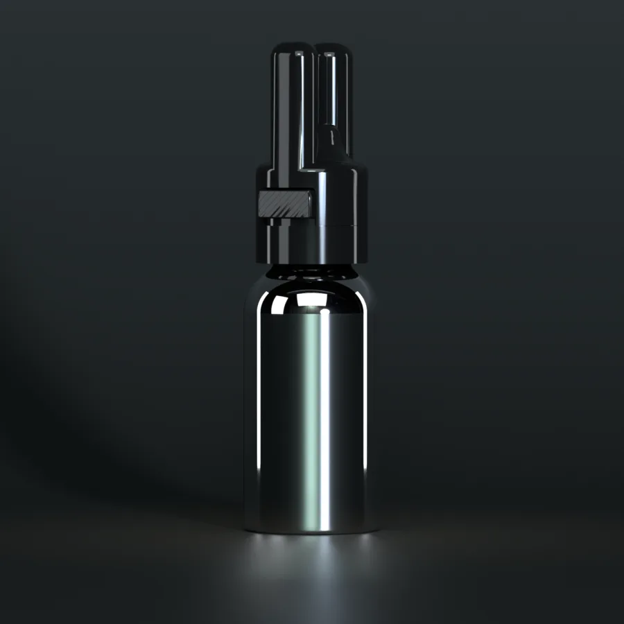 SN*F push-button sniffer cap, X-Small, on a 30 ml silver Boston bottle